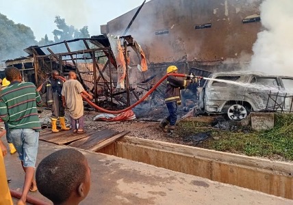 Abuja Gas Store Fire: Two saved after vehicle collides with refilling station